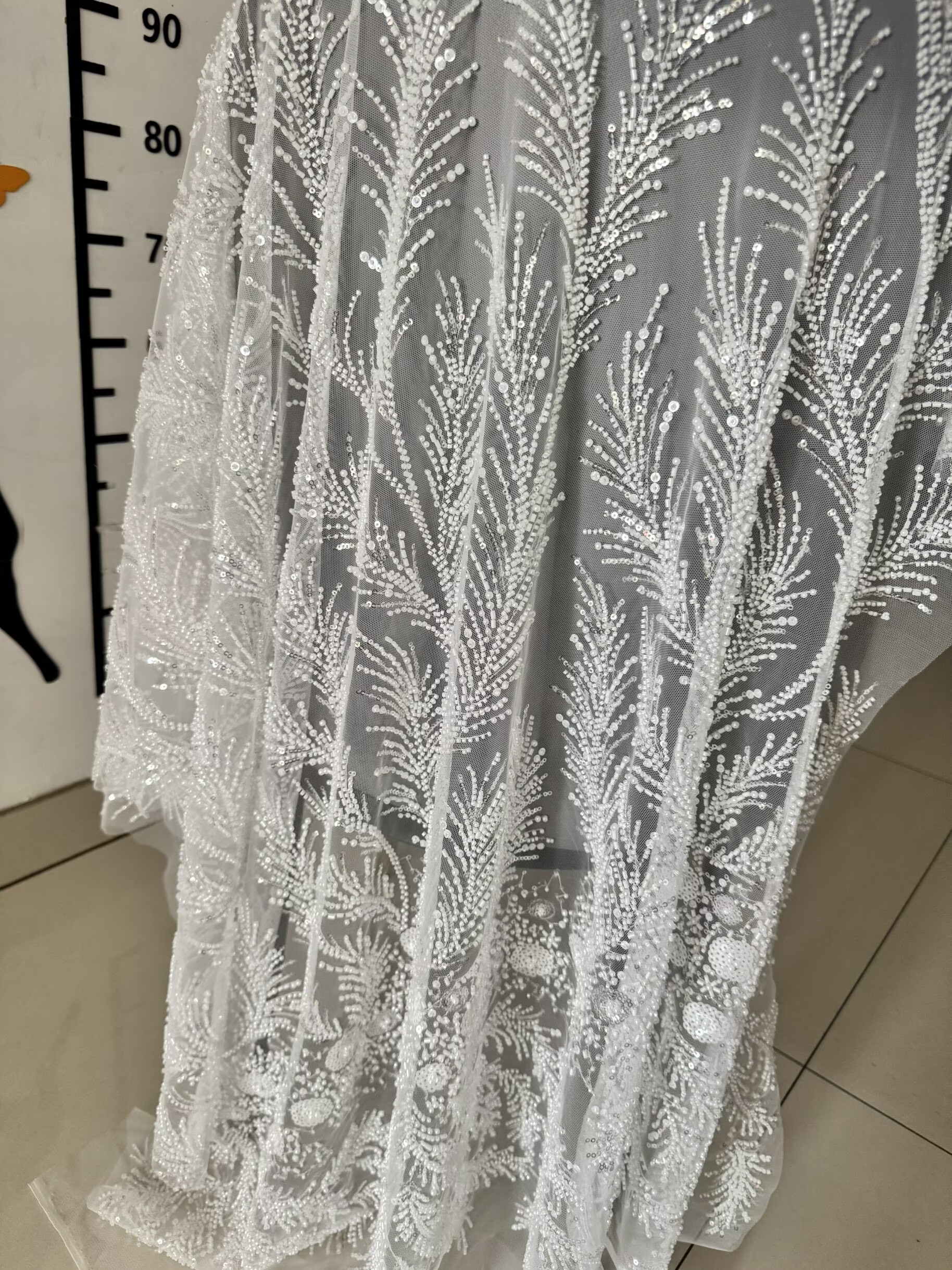 White Beaded Pearl Crystal Seq - Crystal Mesh Fabric 리뷰 및 가격