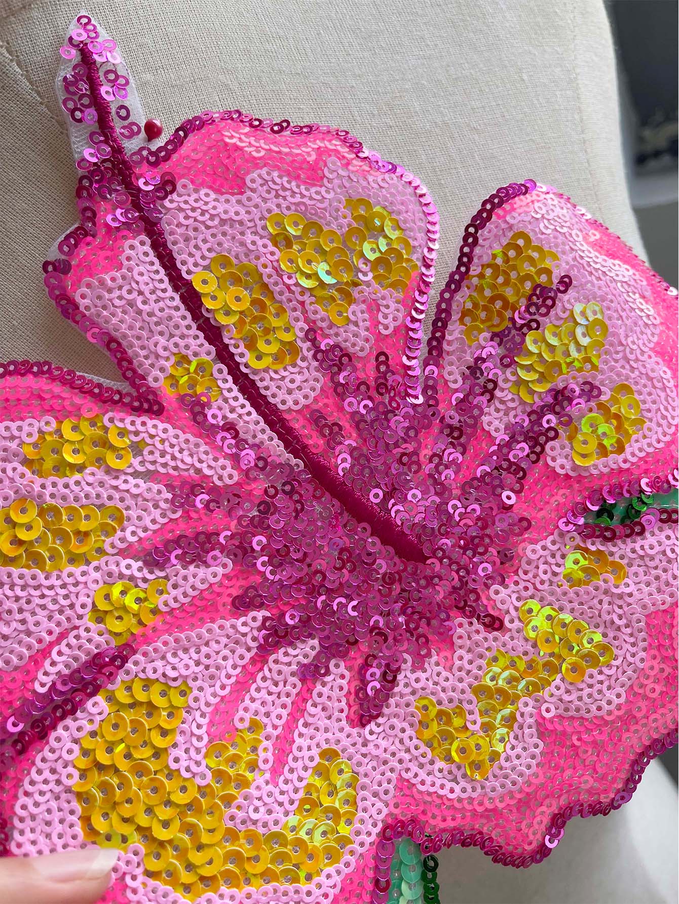 1 Piece 26CM Shining Pink Sequ - Applique Patch Flower 리뷰 및 가격